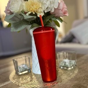 ❤️NEW❤️Starbucks Matte Red Heart Soft Touch Kaleidoscope Dome Valentine 2022 Cup